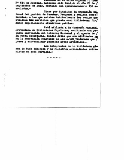 Informe de inteligencia sobre la Biblioteca Popular Rivadavia y sus integrantes. CPM- Fondo DIPPBA- Div. Cen. AyF, Mesa De, por localidades, legajo N° 3. Año 1967.