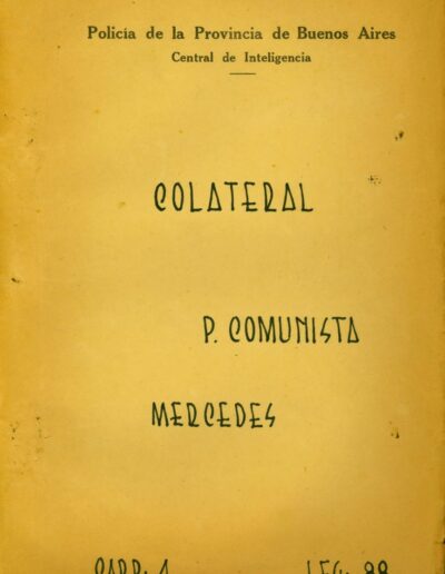 Carátula del legajo del Partido Comunista de Mercedes. CPM- Fondo DIPPBA- Div. Cen. AyF, Mesa C, Serie Colateral, carpeta 4, legajo 88. Año 1964.