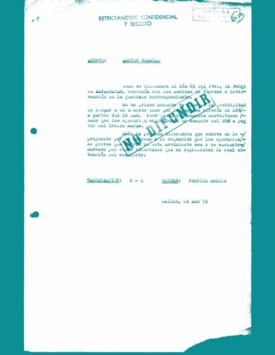 Informe de inteligencia sobre conflicto en la fábrica Alpargatas. CPM- Fondo DIPPBA – Div. Cen. AyF, Mesa B, Factor Gremial, Carpeta 42, Legajo 14. Año 1979.