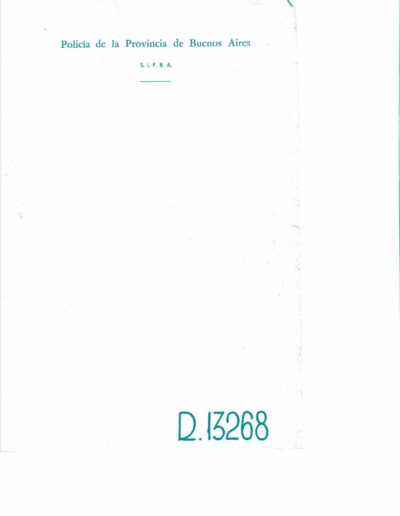 Carátula de legajo de referencia sobre la posible actuación de guerrilleros en Magdalena CPM- Fondo DIPPBA – Div. Cen. AyF, Mesa Referencia, Legajo 13268. Año 1964.