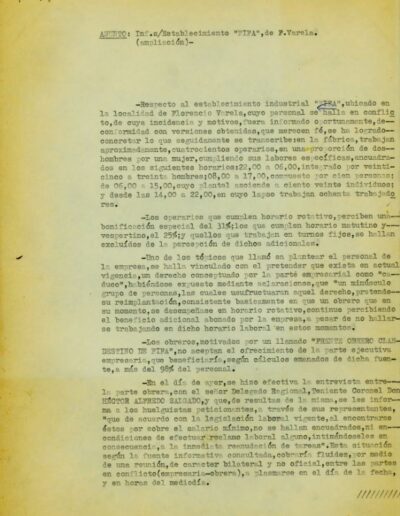 Informe de inteligencia sobre establecimiento FIFA de Florencio Varela. CPM- Fondo DIPPBA- Div. Cen. AyF, Mesa B, Carpeta huelgas y conflictos. Año 1977.