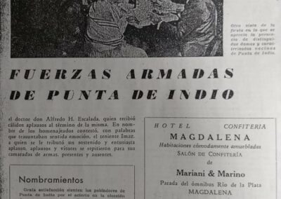 Recorte de prensa referido a la celebración por el triunfo de la Revolución libertadora. Revista de la sociedad de Fomento de Punta Indio 1955. MHPI.