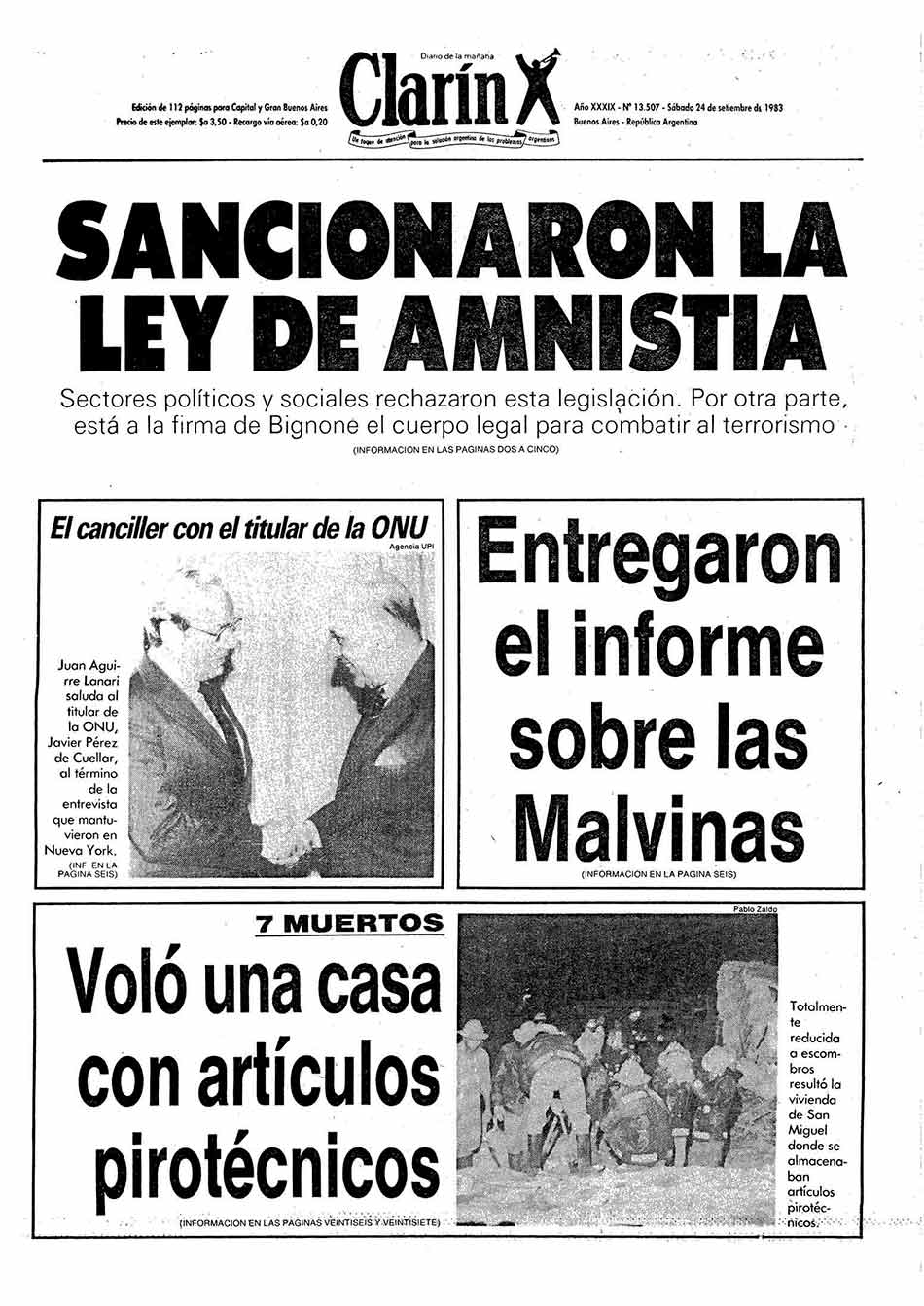 24 septiembre 1983-sanción-autoamnistía-militar-Clarin